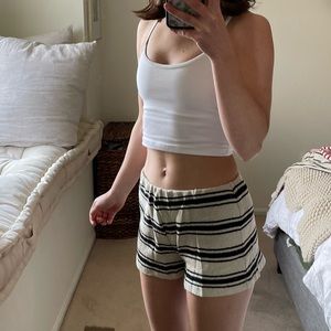 ZARA STRIPED KNIT SHORTS-S-BLACK/ECRU